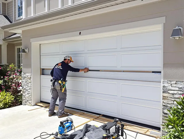 Rosemead Garage Door Repair team performing complete garage door replacement at Rosemead residence